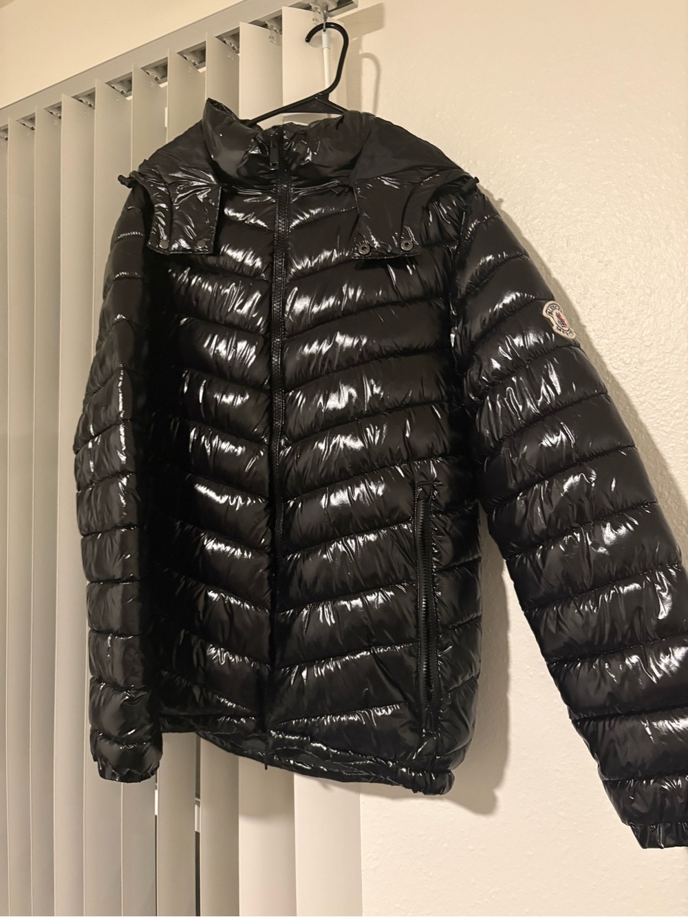 Mackage Men's Black Shiny Quilted Puffer Jacket with Hood